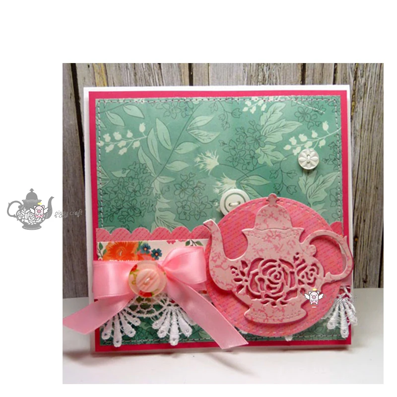 Mmao Crafts Metal Steel Cutting Dies New Flower teapot decoration Stencil For DIY Scrapbooking Paper/photo Cards Embossing | Дом и сад