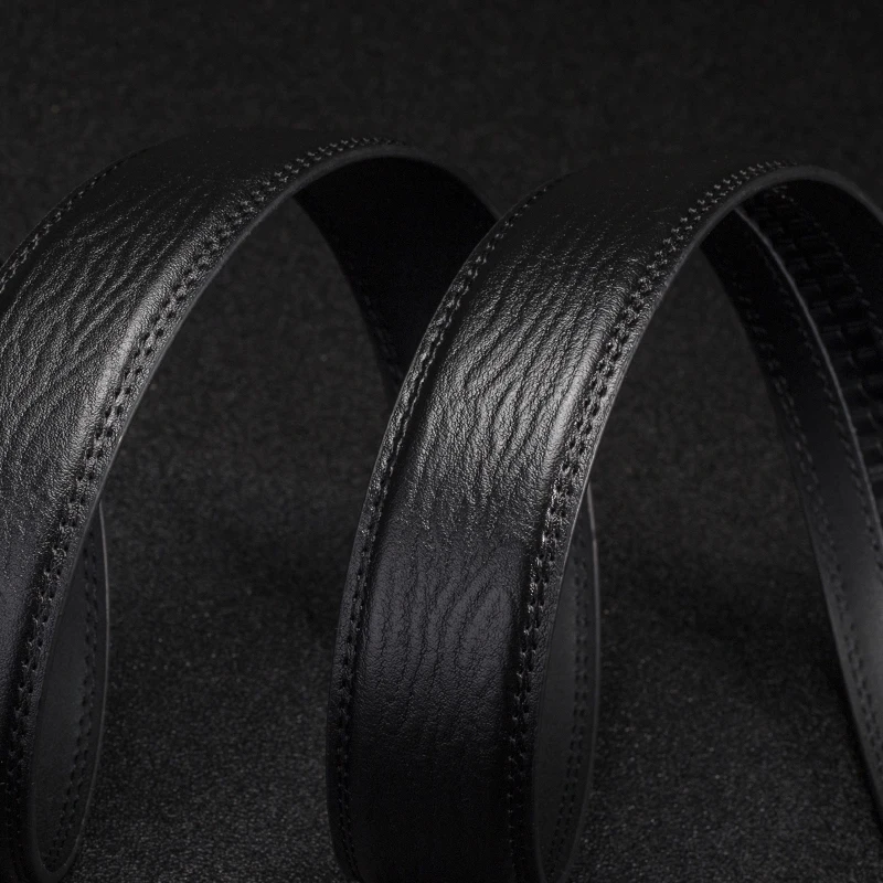 Ремни из натуральной кожи для мужчин с автоматической пряжкой черные мужские