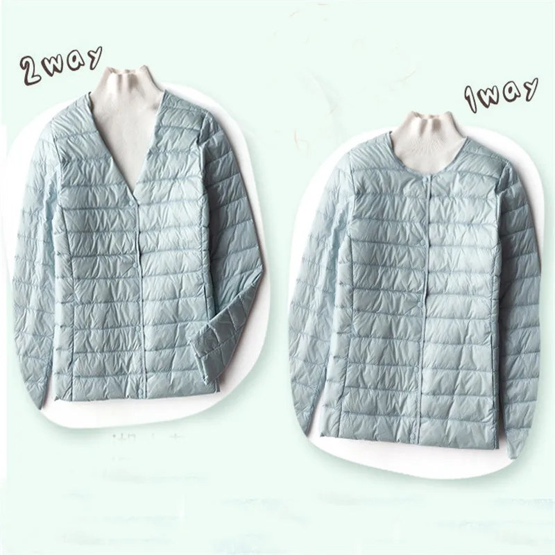 Фото Женская ультралегкая короткая пуховая куртка Sanishroly Two Wears: осенне-зимняя парка из белого утиного пуха, теплая стеганая куртка №1