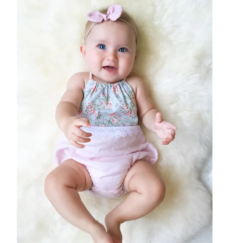 Девочки Треугольные Ползунки с платье на подтяжках цветами|infant baby girl romper|baby romper