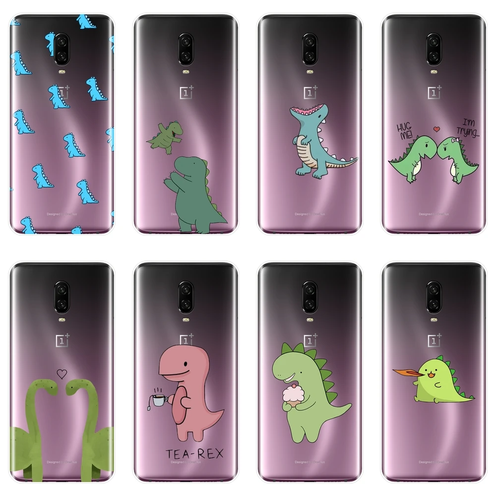 Задняя крышка для OnePlus 6 6T 5 5T 3 3T силиконовый мягкий мультяшный чехол с динозаврами