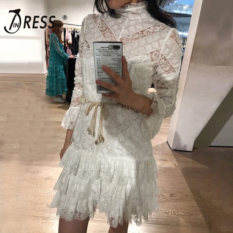 Женское шифоновое платье со шнуровкой INDRESSME кружевное мини-платье