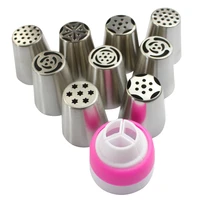 10pcsset russian tulip flower icing piping nozzles cake decoration rose cupcake cream pastry baking tool