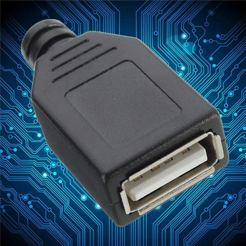 10 шт. 4 контактные USB разъёмы типа А с черной пластиковой крышкой|4 pin female connector|4