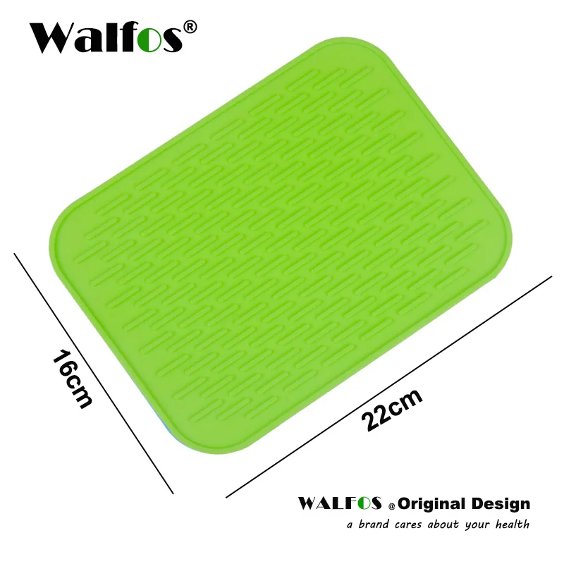 green 22x16cm WALFOS пищевой Многофункциональный силиконовый подстаканник нескользящий Силиконовый термостойкий Коврик подстилка Подставка под горшок держатель - Цвет: green 22x16cm