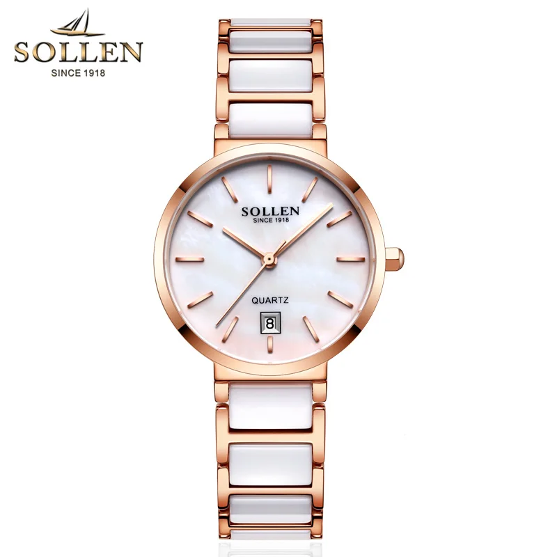 Классические деловые дизайнерские женские керамические часы элегантные с