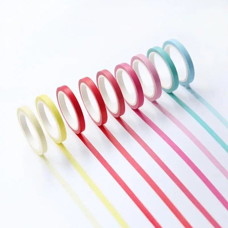 Симпатичная тонкая декоративная клейкая лента ярких цветов 5 мм x 7 м маскирующая