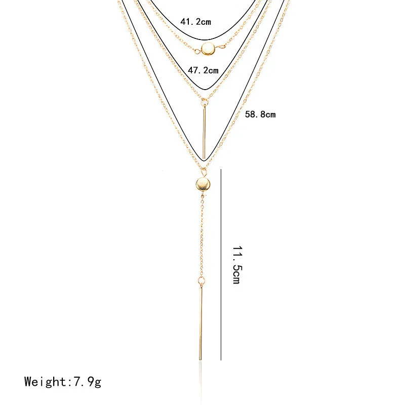 Колье Moana Collares, новое ювелирное изделие, три слоя и тонкое ожерелье в горошек, металлический стержень, свисающий стержень