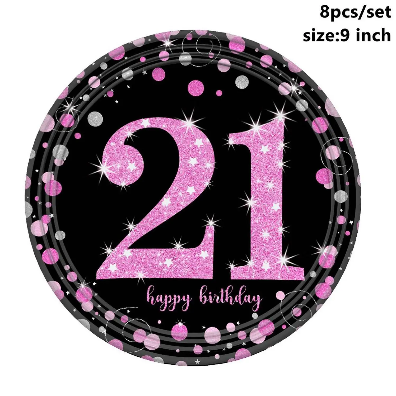 Pink 9inch Plates Taoup черная Золотая 21-я одноразовая посуда, тарелки для полотенец, чашки для стола, одноразовая посуда для вечеринок 21, принадлежности для дня рождения - Цвет: Pink 9inch Plates