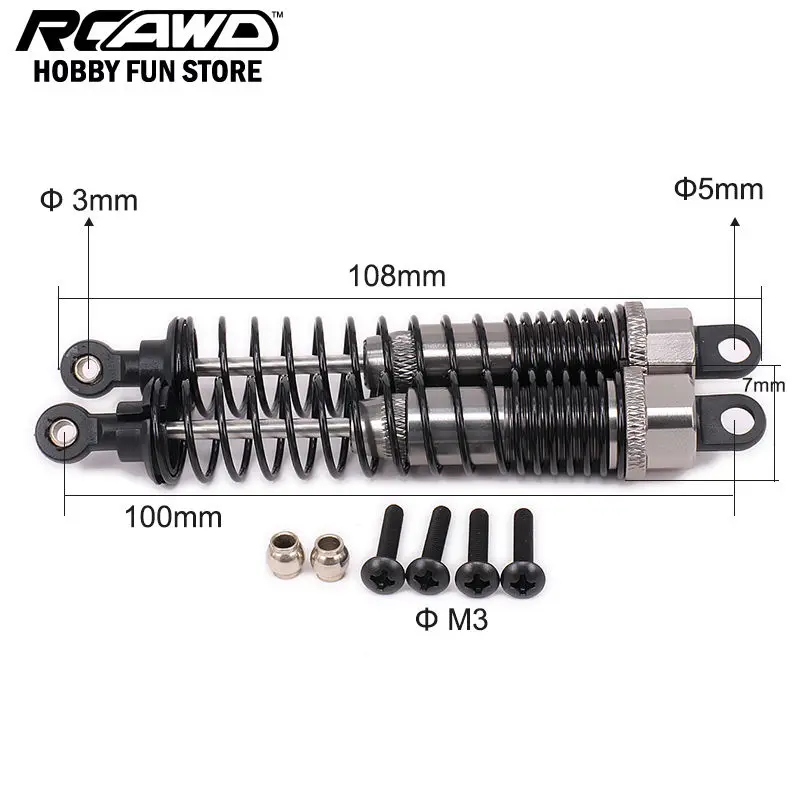 Амортизатор RCAWD для HPI Bullet3.0 ST/MT 1/10 Rc автомобиль обработанный алюминиевый 106 мм
