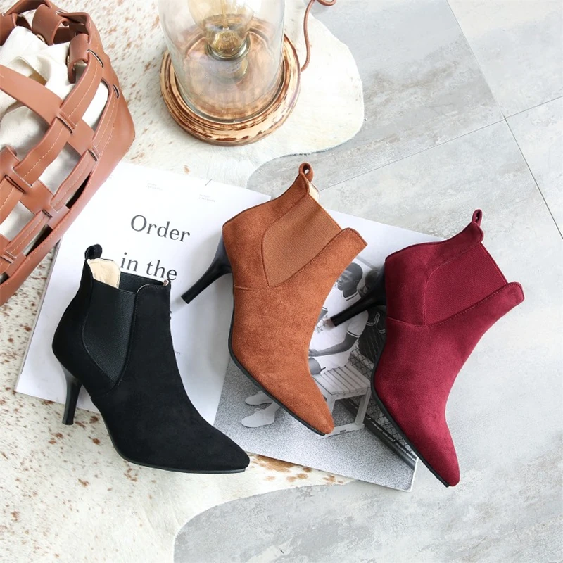 MSSTOR ботинки на резинке большого размера 2018 женские черные модные офисные зимние