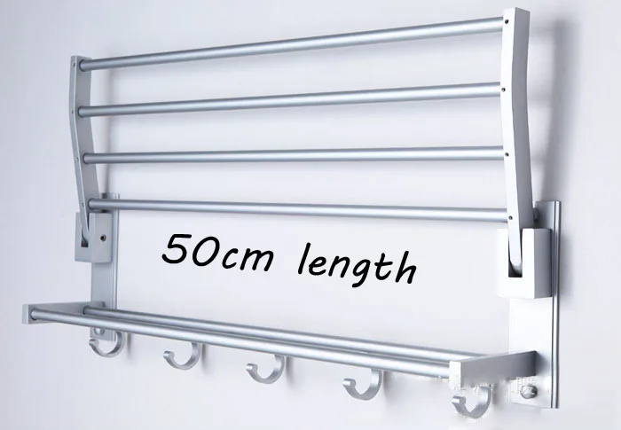 50cm rack shelf Dofaso ванной комнаты или кухни Оборудование стеллаж для хранения полка длина душевой Органайзер вешалка для полотенец 40/50 см 2 слоя с крючками - Цвет: 50cm rack shelf