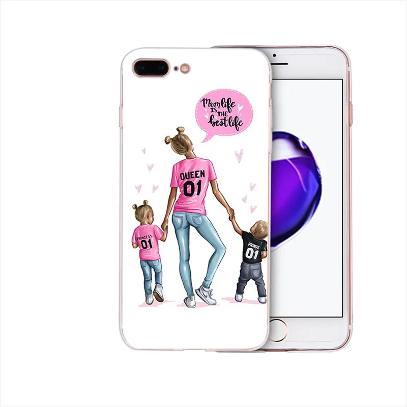 Мягкий чехол Красивая мама милый ребенок мультфильм дизайн для iphone 7 8 6s 6 plus чехол xs max x xr Coque 5S se 5 Funda