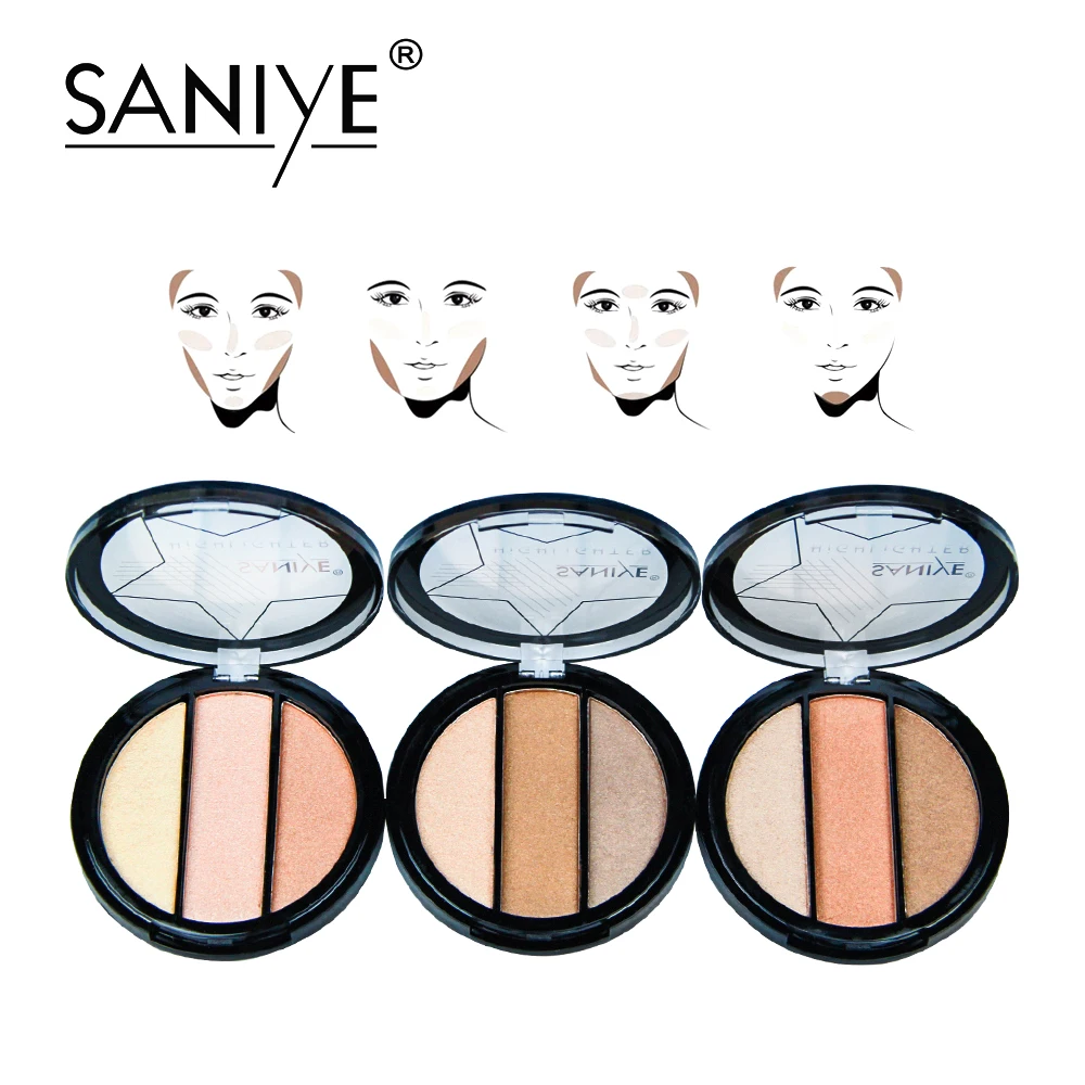 SANIYE 3 вида цветов Золото ультра светящийся луч хайлайтер палитра пудра для женщин