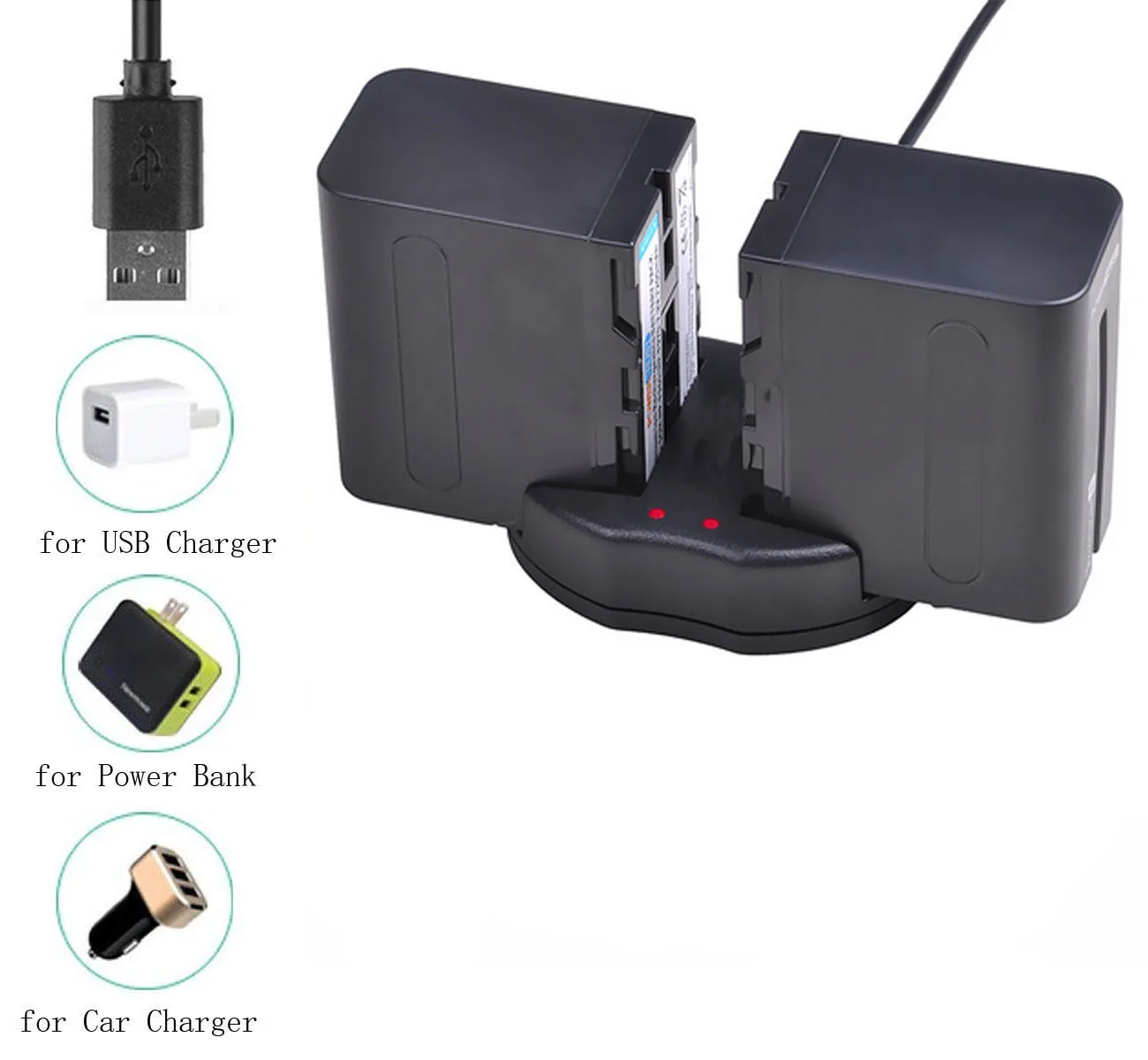 USB зарядное устройство для двух батарей Sony DCR-PC100 DCR-PC105 DCR-PC110 DCR-PC115 DCR-PC120 MiniDV Handycam