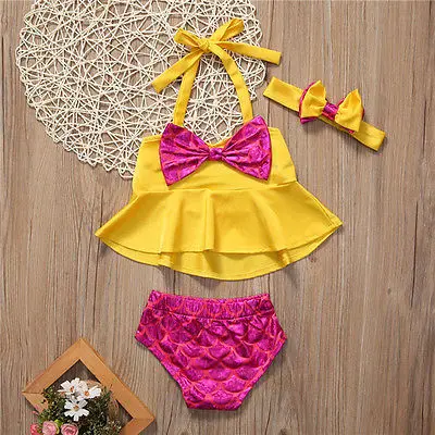 Детский танкини для маленьких девочек комплект из 3 предметов купальный костюм