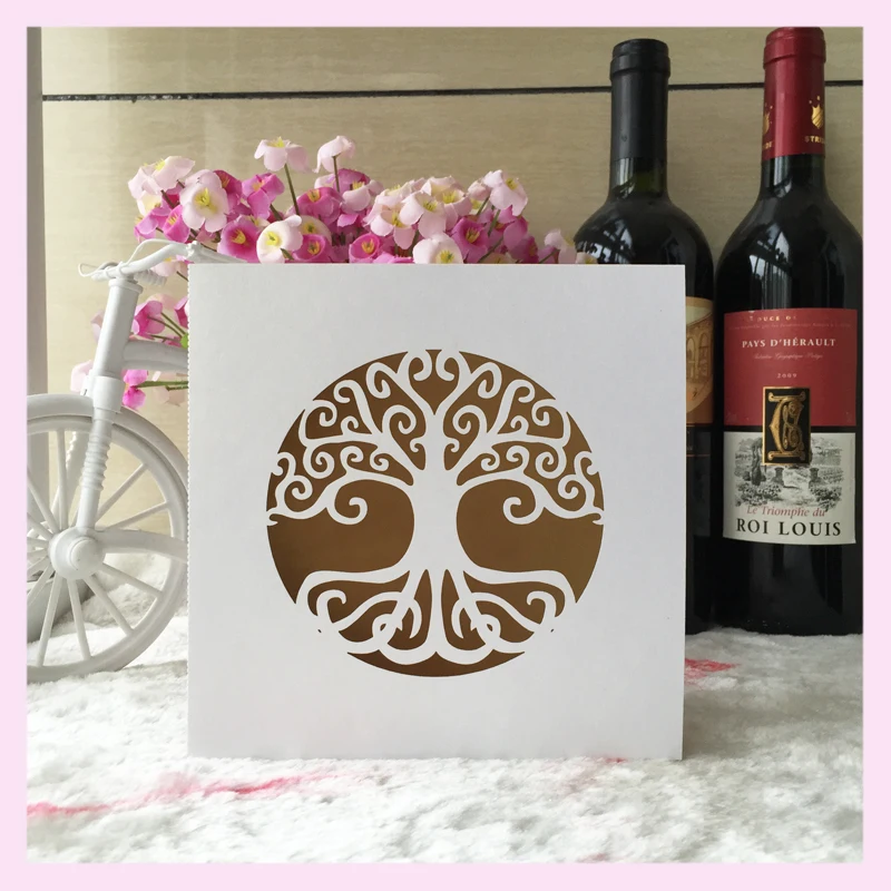 50 шт./лот дизайн дерева жизни для 90-го дня рождения пригласительные украшения