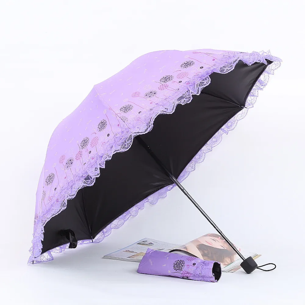Creative lace reverse umbrella folding sunscreen Anti-UV lotus leaf sun rain women's tour lady parasol windproof | Дом и сад