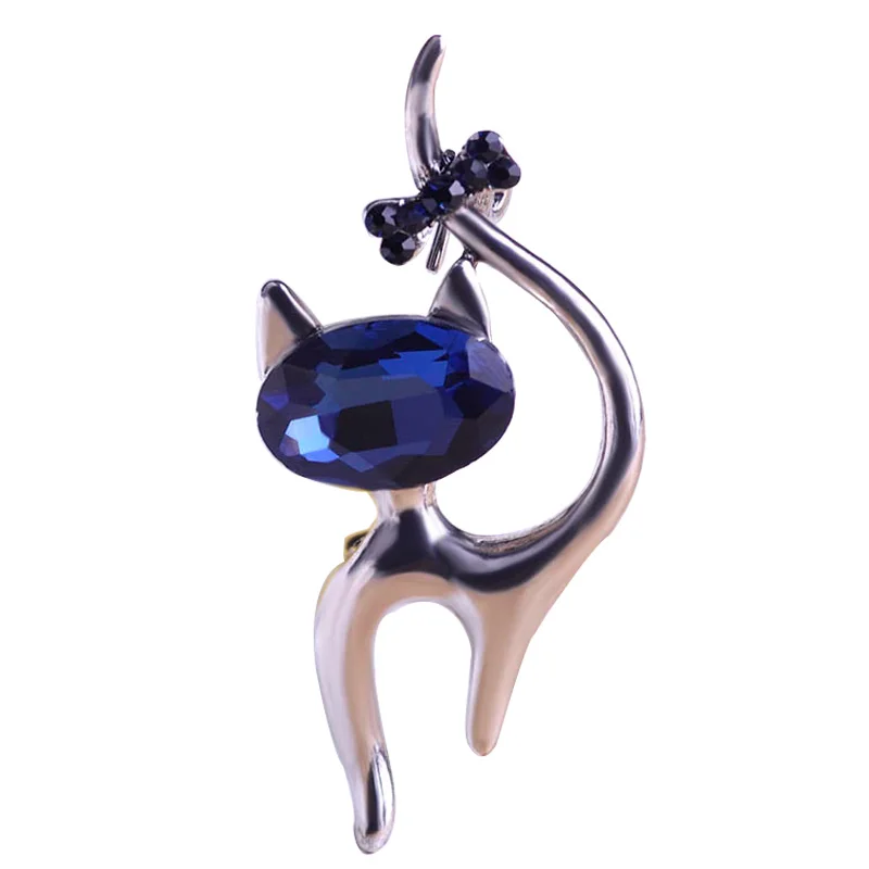 Милые синие броши в виде кота свадебная брошка хиджаба Hippocampal пистолет черная