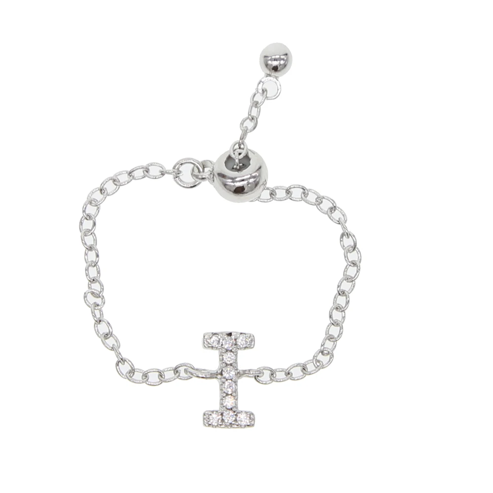 Женское регулируемое кольцо с буквами 26 дюймов минималистичной цепочкой и