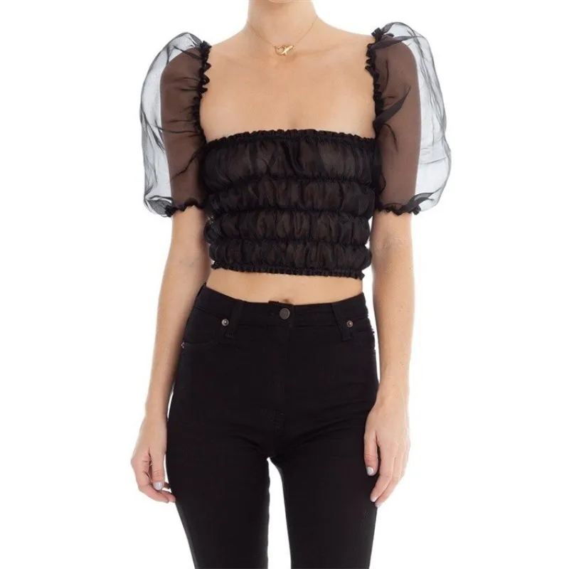 MONMOIRA летний однотонный сексуальный сетчатый укороченный Топ для женщин с