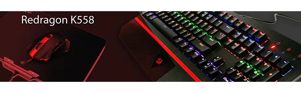 Механическая игровая клавиатура Redragon K558 ANALA со светодиодный подсветкой Outemu Blue Switch 104 клавишами USB Проводная геймерская клавиатура, Черная