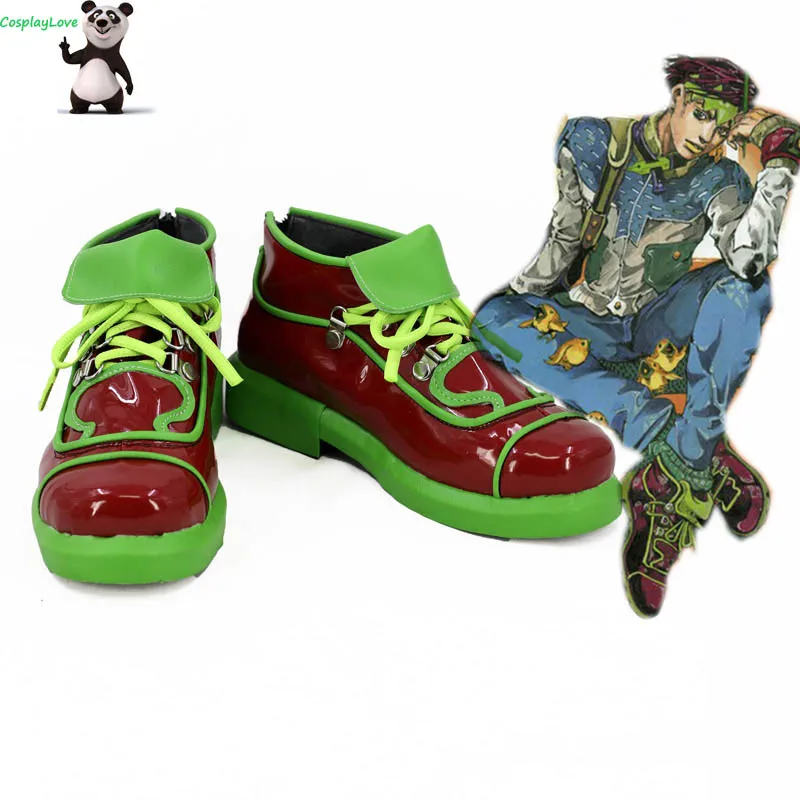 

JoJo's Bizarre Adventure: Diamond Is Unbreakable Rohan Kishibe Brown Green Cosplay Shoes Long Boots Custom Made CosplayLove