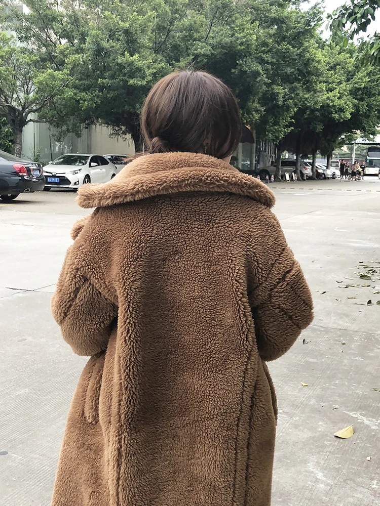 7 видов цветов S-XL, повседневное женское шерстяное длинное пальто с плюшевой подкладкой, для женщин,, зимнее одноцветное свободное женское плотное шерстяное пальто(Q8010