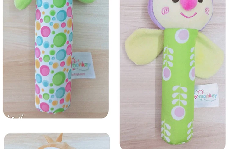 Baby Infant Newborns Plush Rattle Toy Hand Grasp Teethers Cute Animal Stuffed Handbell Ring Early Education Boys Girls Gift