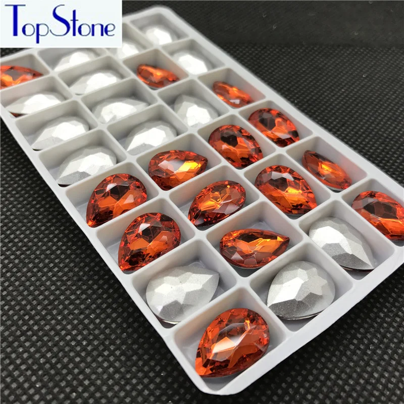 Оранжевый цвет стеклянный кристалл в форме слезы заостренные Стразы 5x8 6x10 8x13 10x14