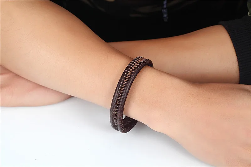 MKENDN модный мужской брендовый браслет кожаный ремешок цепочка из нержавеющей