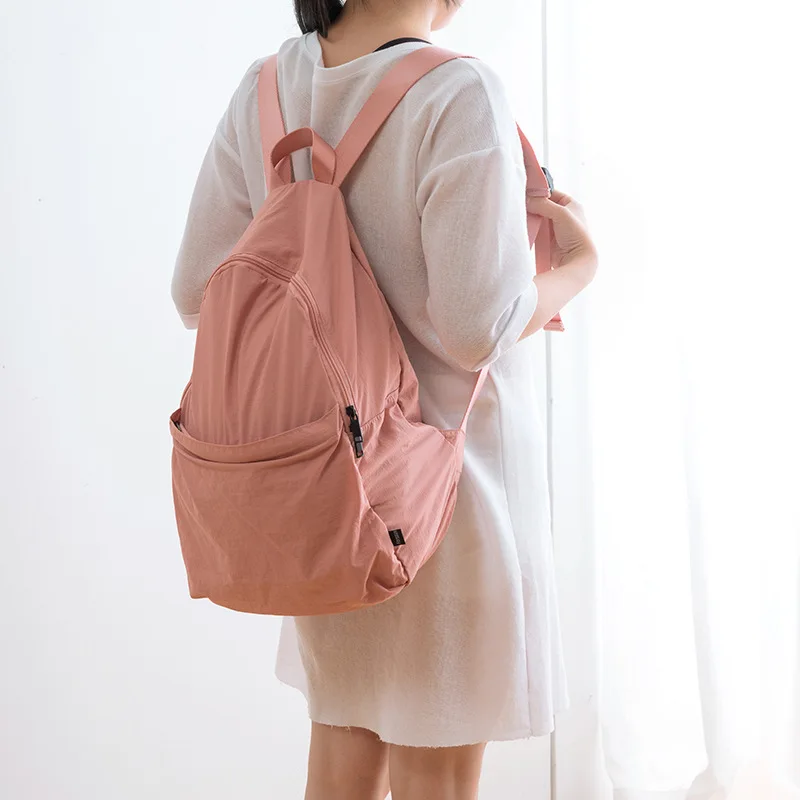 Girl Large Volume Travel Backpacks Outdoor Bag Fordable Skin Bags mkd3 Student Memory Cloth Macaroon Color Shopping |