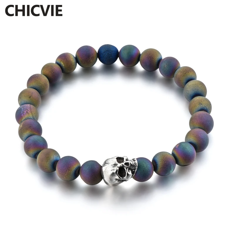 

CHICVIE Dropshipping Charms Natural Stone Custom Skull Bracelets & Bangles Beads For Women Jewelry Making Bracelets SBR180063