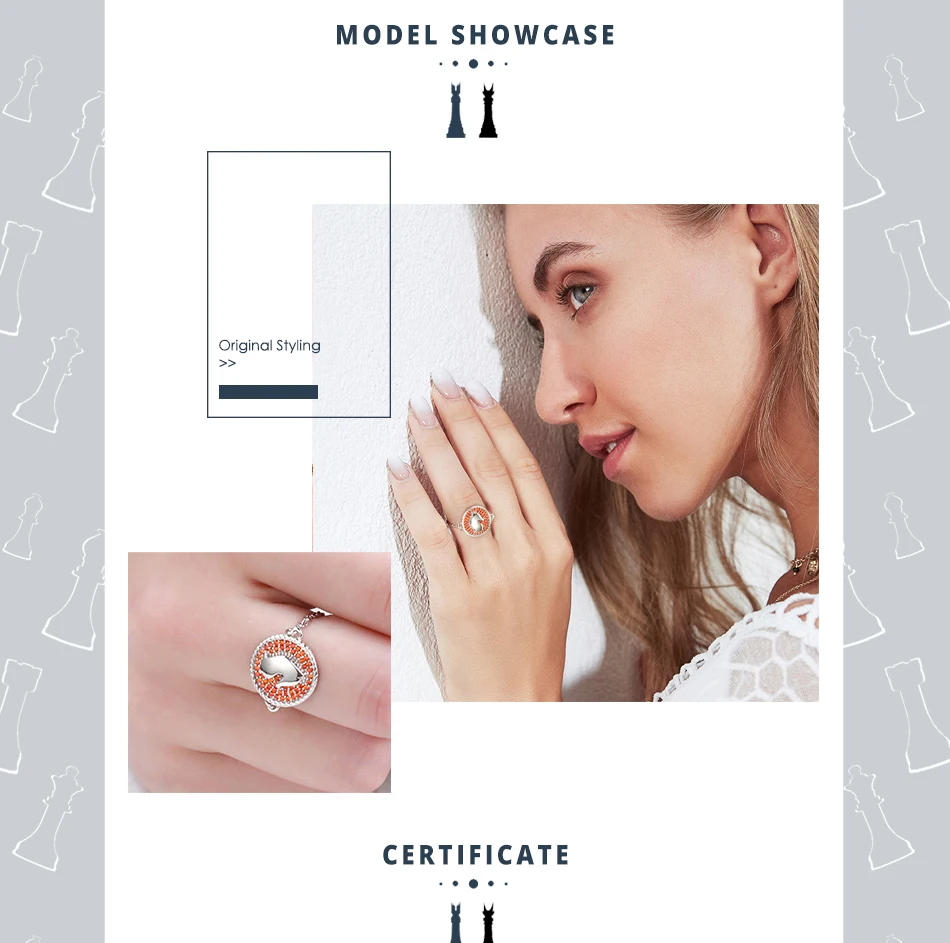 ORSA JEWELS, одноцветное, 925 пробы, серебряное, для женщин, шахматы, тематические кольца, AAA кубический циркон, модная, круглая цепочка, кольцо на палец, ювелирное изделие SR108