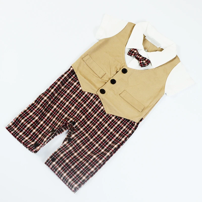 Songge Boy Clothing New Arrival Casual Romper Children Clothes Western Style Plaid Body Suit Baby Coverall |