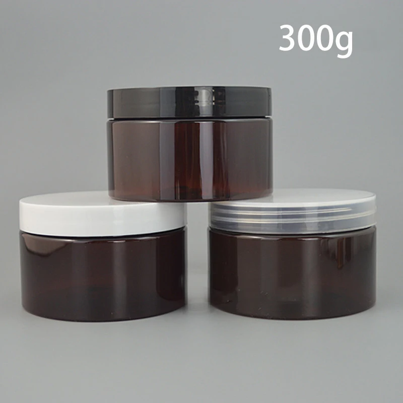 

300g Brown Plastic Make up Cream Jar Empty 300ml Cosmetic Face Mask Lotion Gel Packing Candy Tea Bottle 20pcs Free Shipping