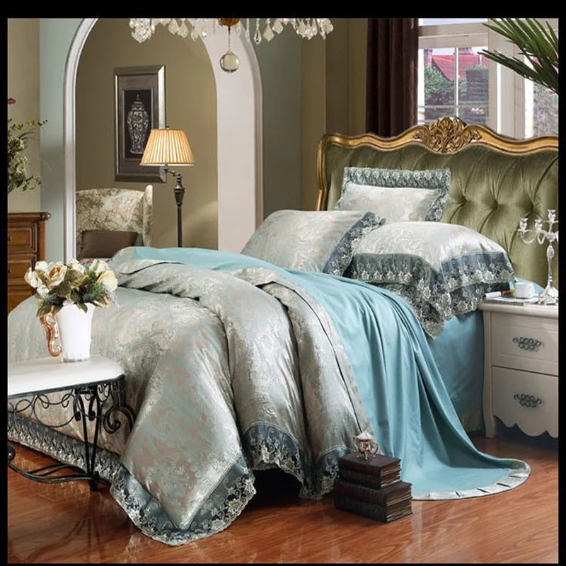 Luxury Lace Bedding Sets Modal Tencel Bed Sheet Satin Jacquard Duvet Cover Linen King/Queen Size Coverlet | Дом и сад