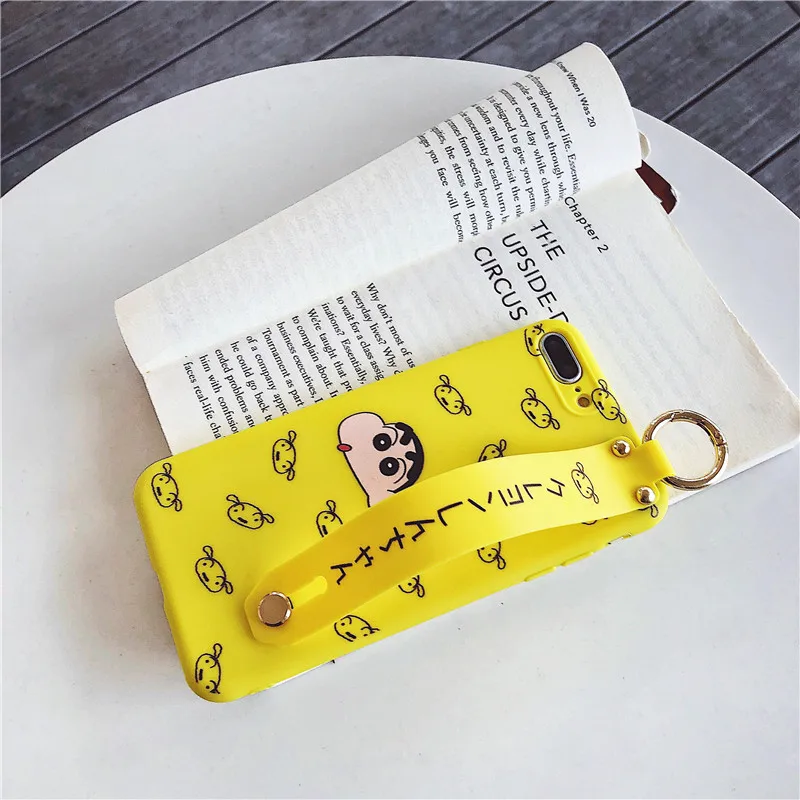 Crayon Shinchan Phone Cases For iPhone 6 6S 7 8 Plus Case Soft Glossy IMD Chibi Maruko Chan X XS MAX Wrist strap |