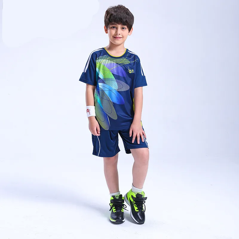 Новая детская одежда для бадминтона рубашка и шорты мальчиков девочек