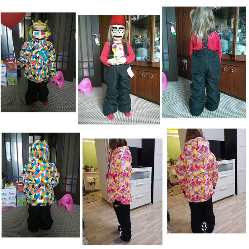 Зимние лыжные комплекты для девочек ветрозащитные куртки с капюшоном штаны