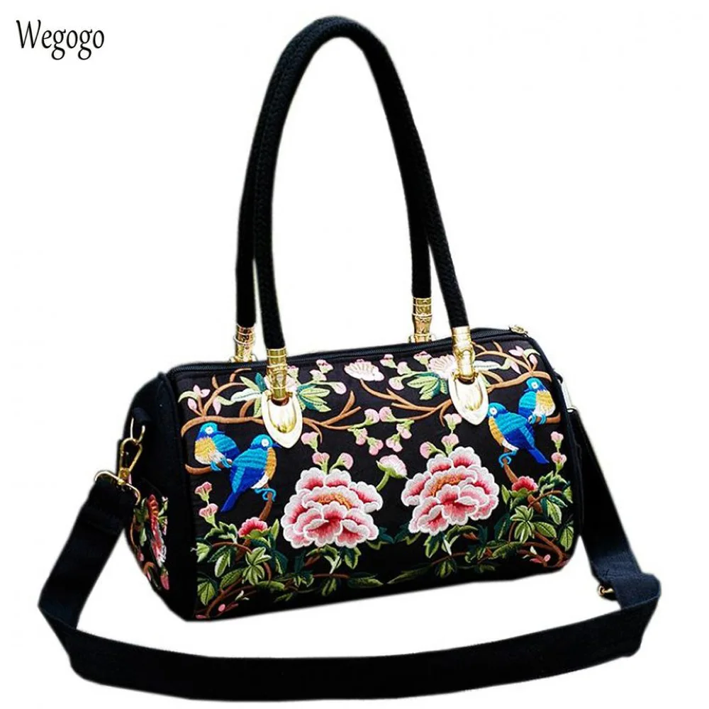 Vintage Women Bag Canvas Flower Bird Embroidered Handbag Boho Embroidery Mandala Shoulder Messenger Bags Gift For Woman