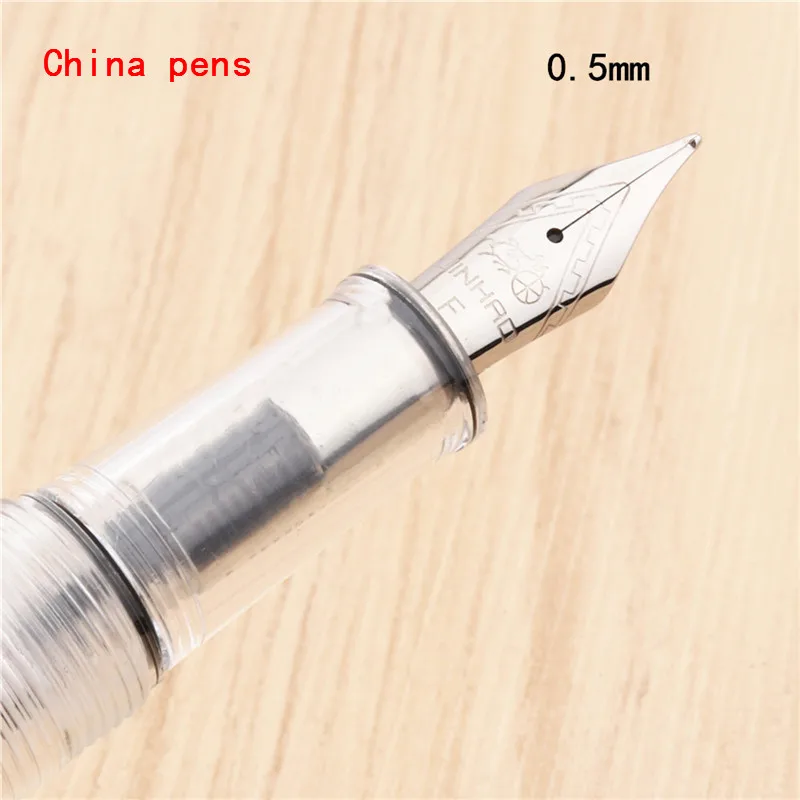 0.5mm-pen Jinhao 990 прозрачная белая английская каллиграфия Duckbill параллельная художественная ручка цветок тело плоский перо Тибетский арабский авторучка - Цвет: 0.5mm-pen