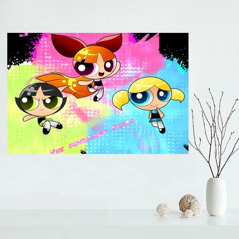 Хороший пользовательский Th Powerpuff Девушки Холст плакат печать живопись художественная стена шелк плакат ткань печать плакат Y.122 - Цвет: Лиловый