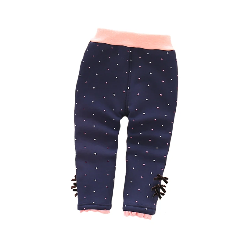 Хлопковые плотные теплые леггинсы в горошек для девочек коллекция 2016 года зимние