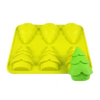 6 cavity christmas tree ornaments cake silicone mold ice cream pizza chocolate fruit pie mould baking diy baking tool bread