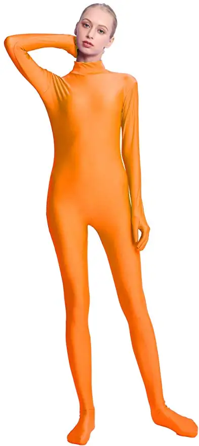 SPEERISE взрослый полный тело унисекс Zentai черный лайкра спандекс обтягивающие облегающие комбинезоны костюм для женщин Unitard человек Косплей костюмы - Цвет: Оранжевый