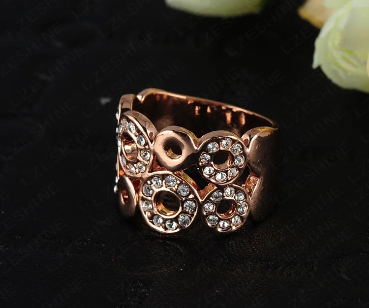 LZESHINE Заводская цена кольца розовое золото цвет Австрийский Кристалл SWA Элемент