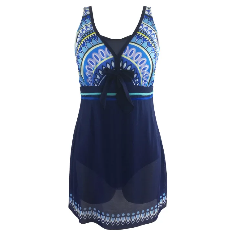 Large Size Padded Tankini Swimsuit Vintage One Piece Plus Ladies Swimwear Summer Beach Monokini Push Up Dress Suits | Спорт и