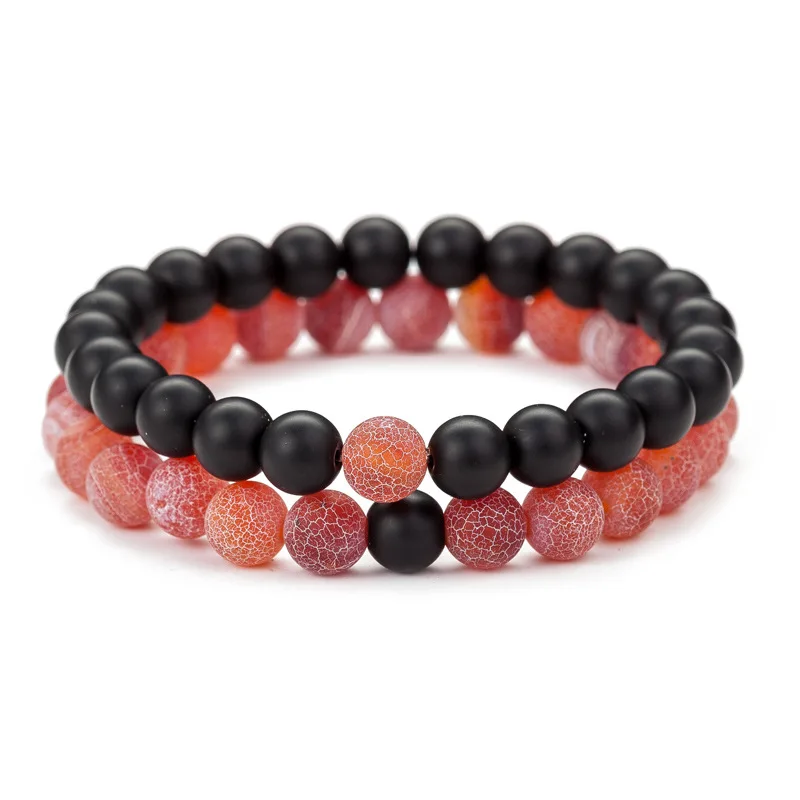 2 pieces / set of lovers bracelet classic natural stone seven color yin and yang beaded men women gift hot sale | Украшения и