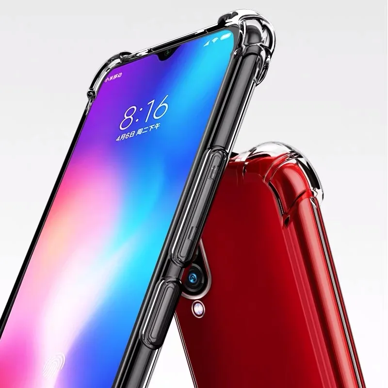 Супер Ударопрочный силиконовый чехол для Xiaomi Mi A2 Lite 8 9 Se прозрачный мягкий из ТПУ